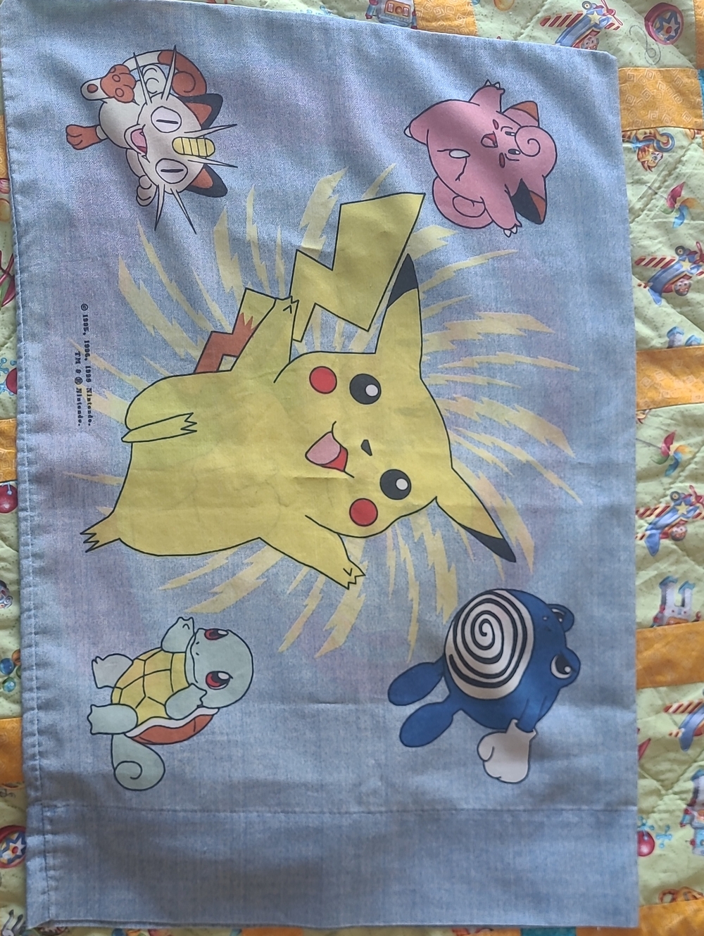 Pokemon Pikachu & Friends Cotton Pillowcase in Yellow, Blue, Pink